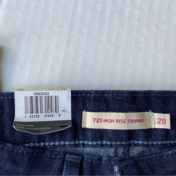 LEVIS 721 High Rise Skinny Ankle Jeans Womens Size 6 Short W28 x L28 Dark Wash - Picture 11 of 14